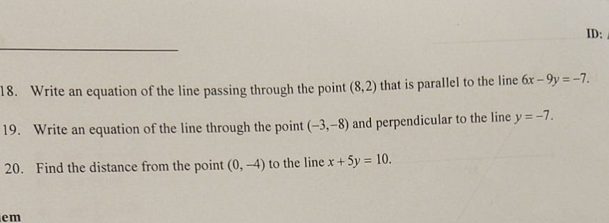 answer 18-20? ID: 18. Write an equation of the