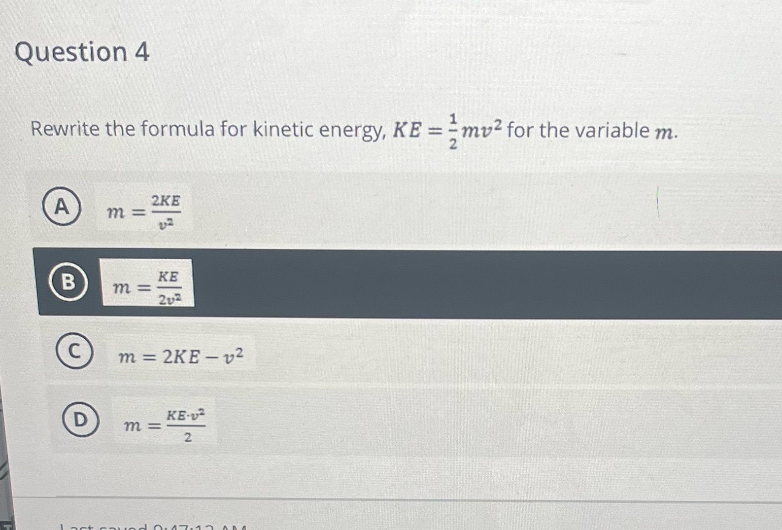 Rewrite the formula Question 4 Rewrite the