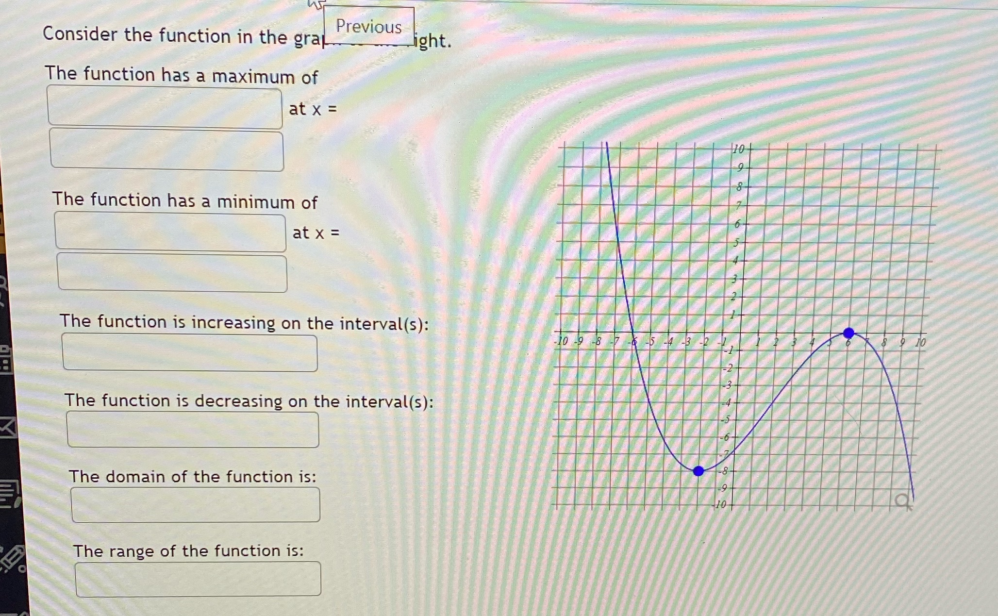 Answer asap Consider the function in the graf