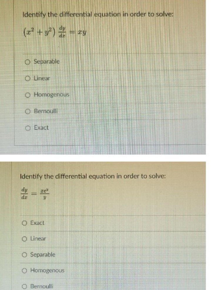please solve it Identify the differential