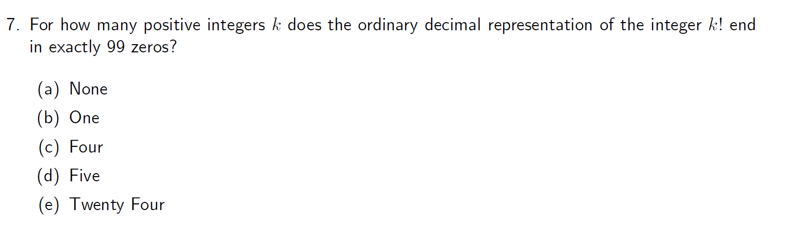 7. For how many positive integers A" does the