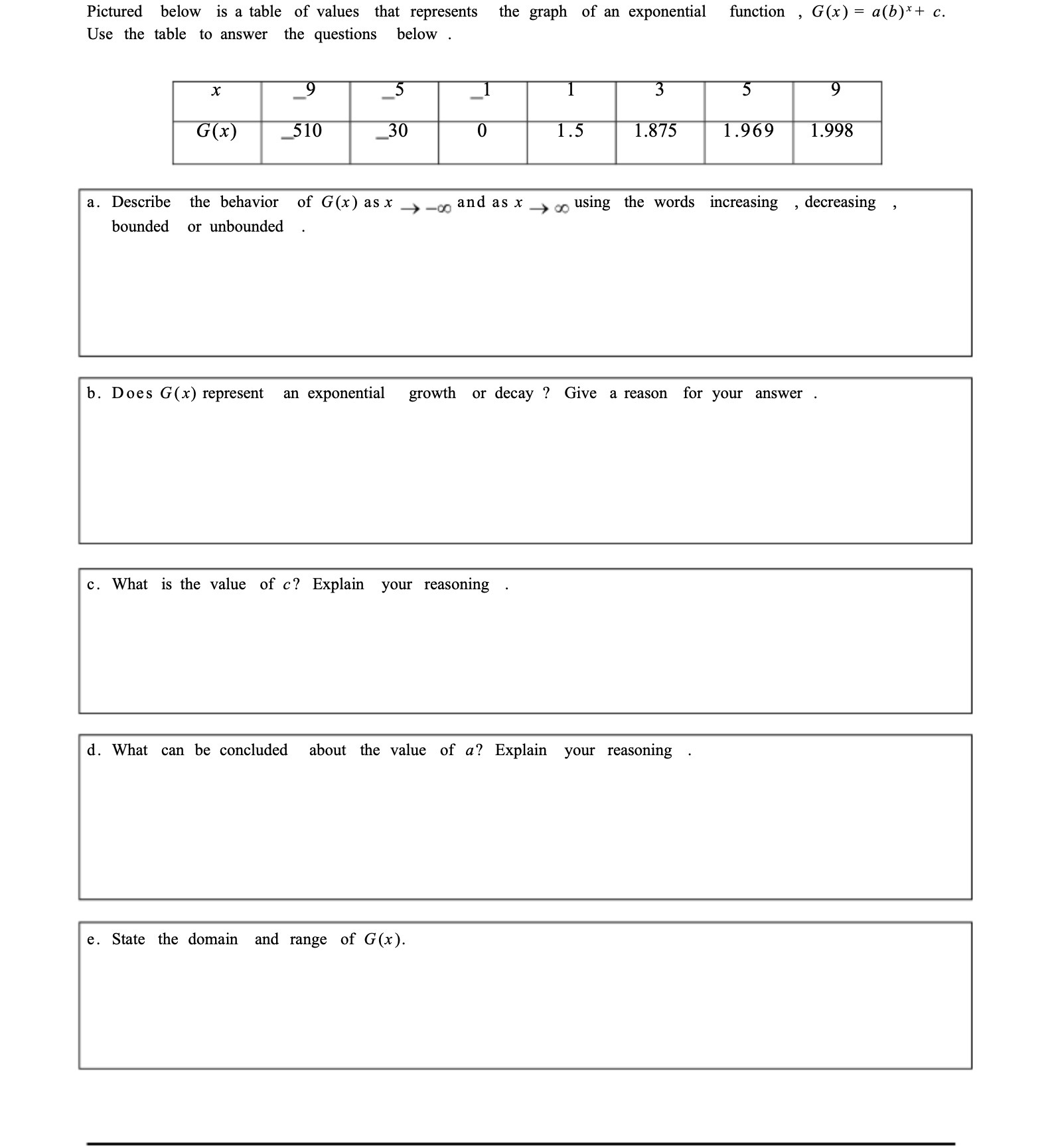 Pictured below is a table of values that