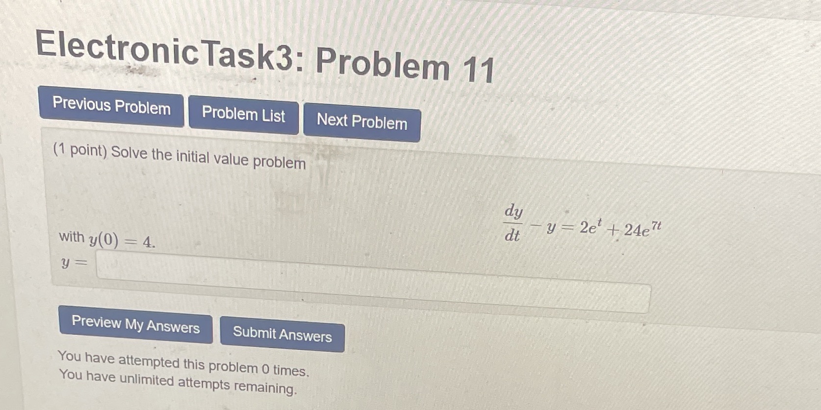 Electronic Task3: Problem 11 Previous Problem