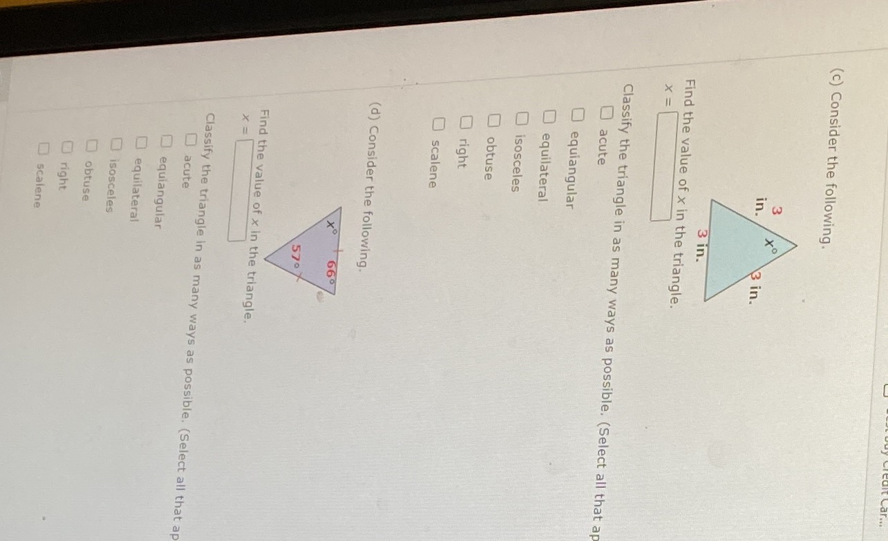 (c) Consider the following. in. 3 in. 3 in. Find