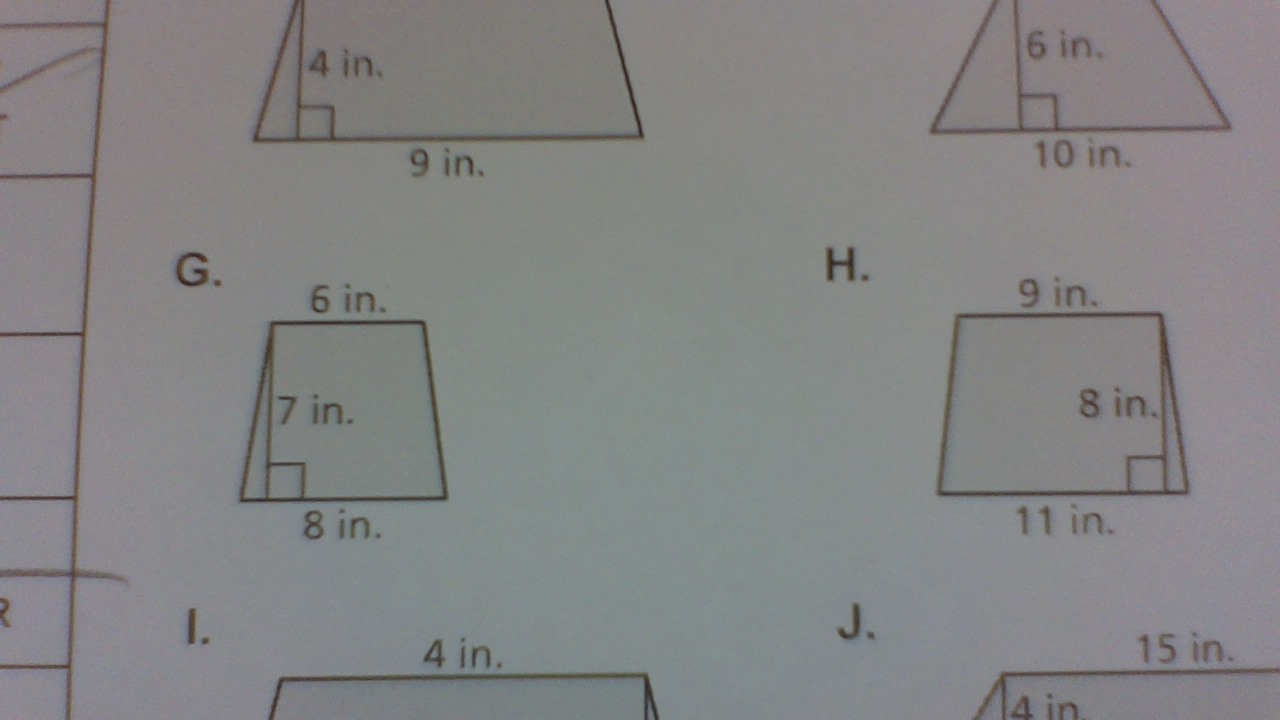 4 in. 6 in, 9 in. 10 in. G. H. 6 in. 9 in. 7 in.