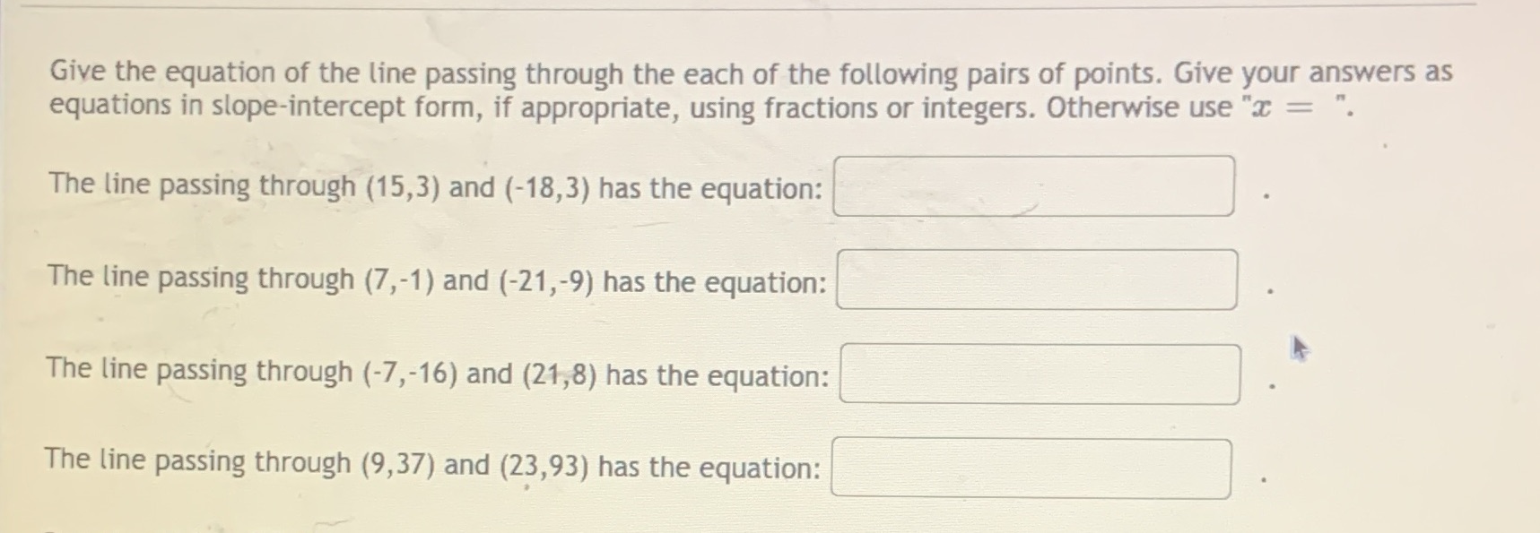 Answer the questions? Give the equation of the