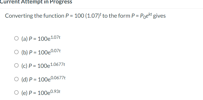 1) Find a possible formula for the exponential