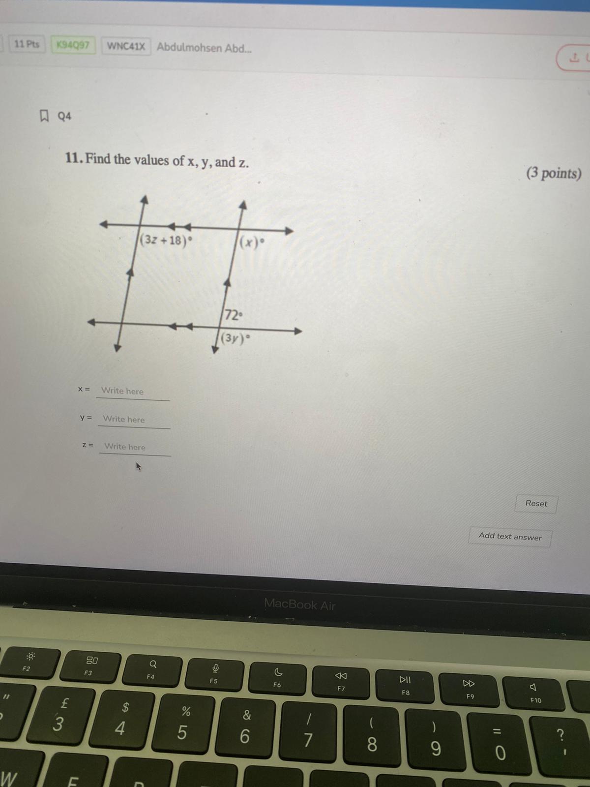 11 Pts K94097 WNC41X Abdulmohsen Abd. Q4 11. Find