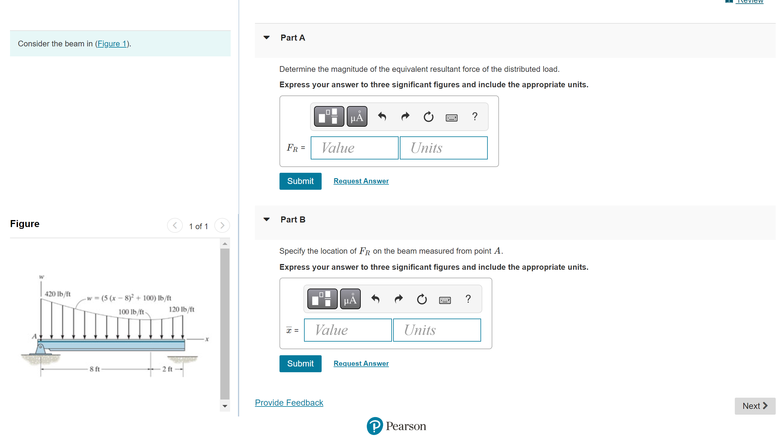 Part A Consider the beam in (Figure 1). Determine