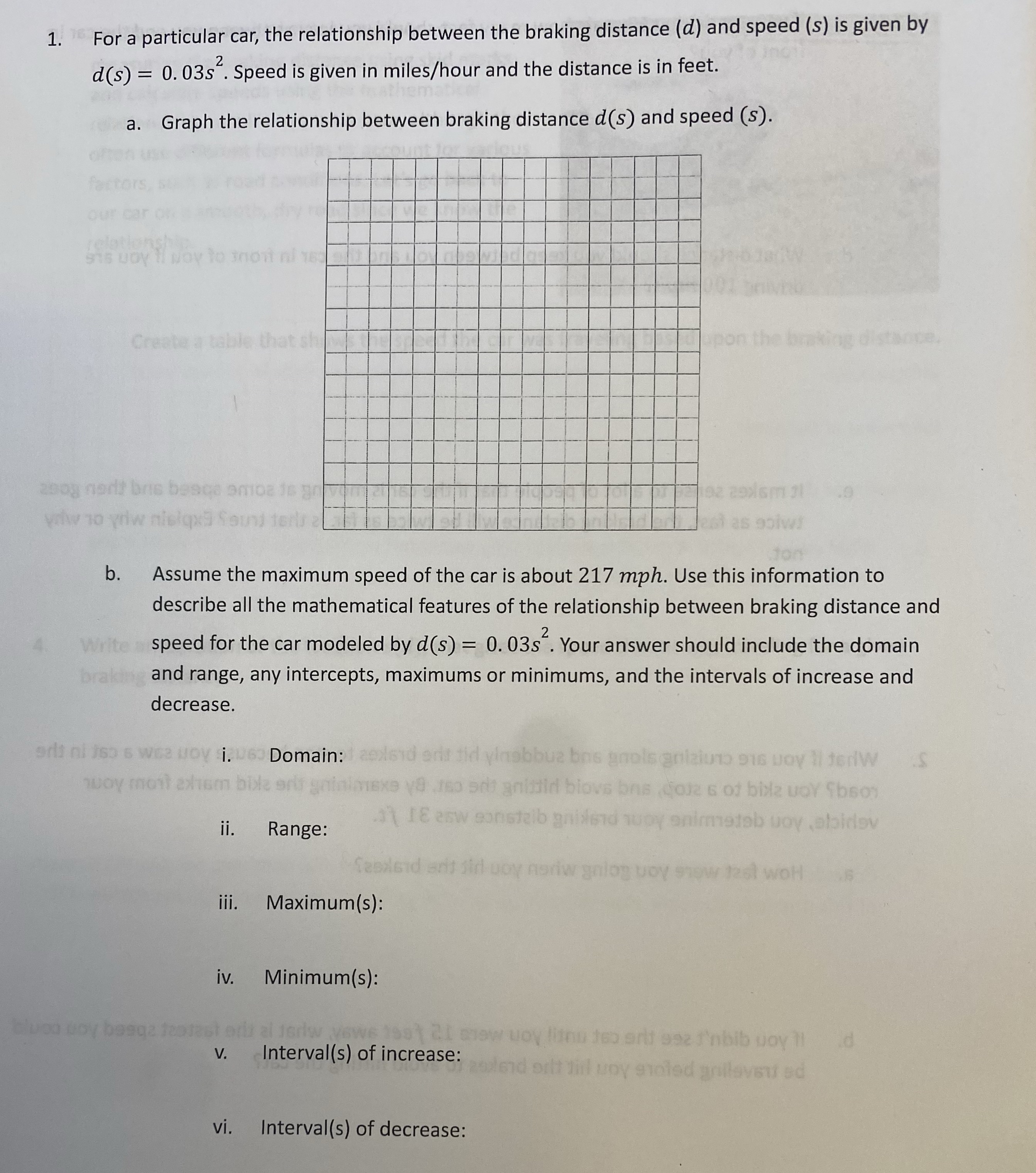 1. For a particular car, the relationship between