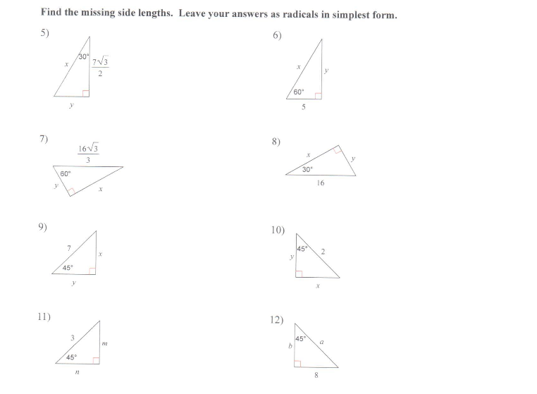 Geometry B Unit 5 Review SHOW ALL WORK FOR EACH