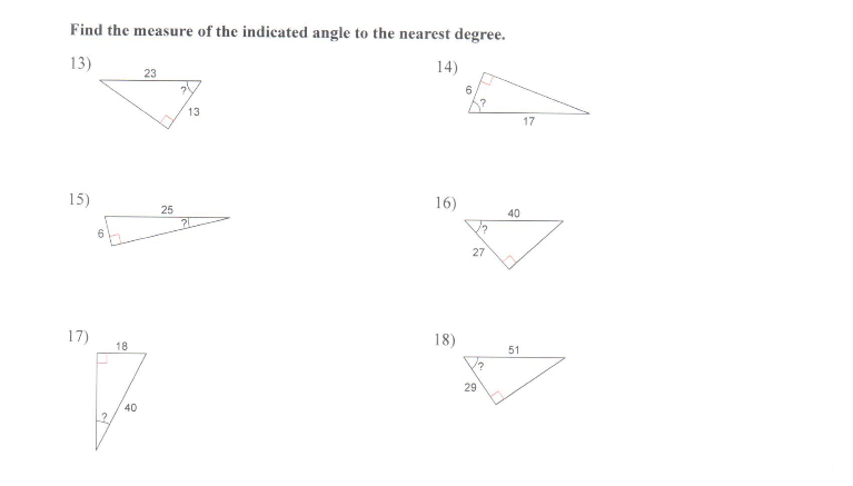 Geometry B Unit 5 Review SHOW ALL WORK FOR EACH