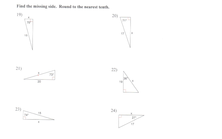 Geometry B Unit 5 Review SHOW ALL WORK FOR EACH