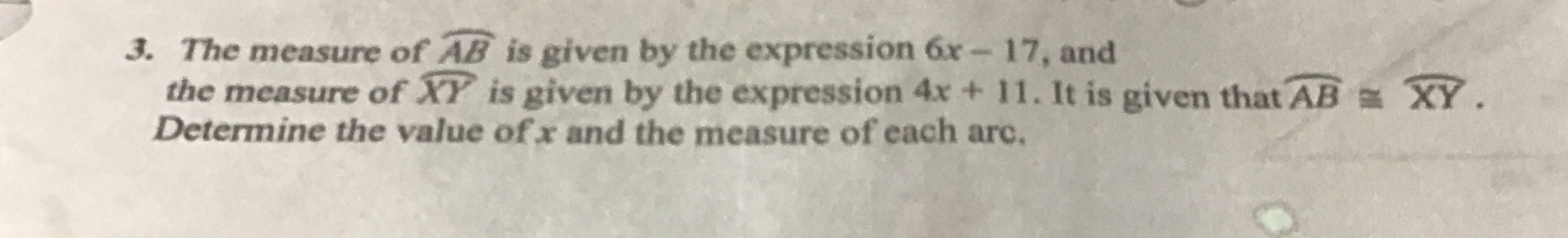 3. The measure of AB is given by the expression