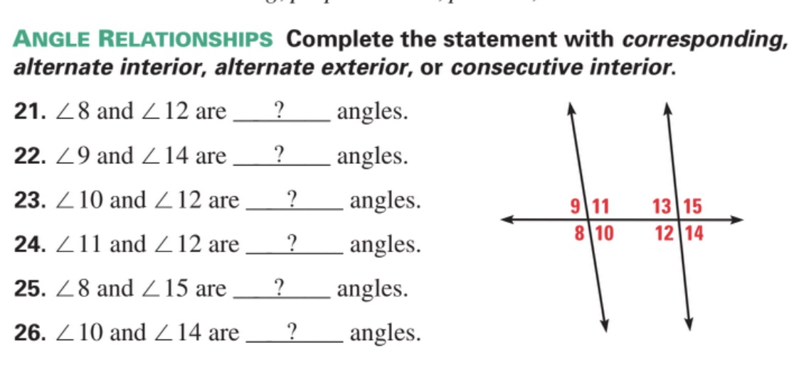 Answer the question from 21 to 26 U'l ANGLE