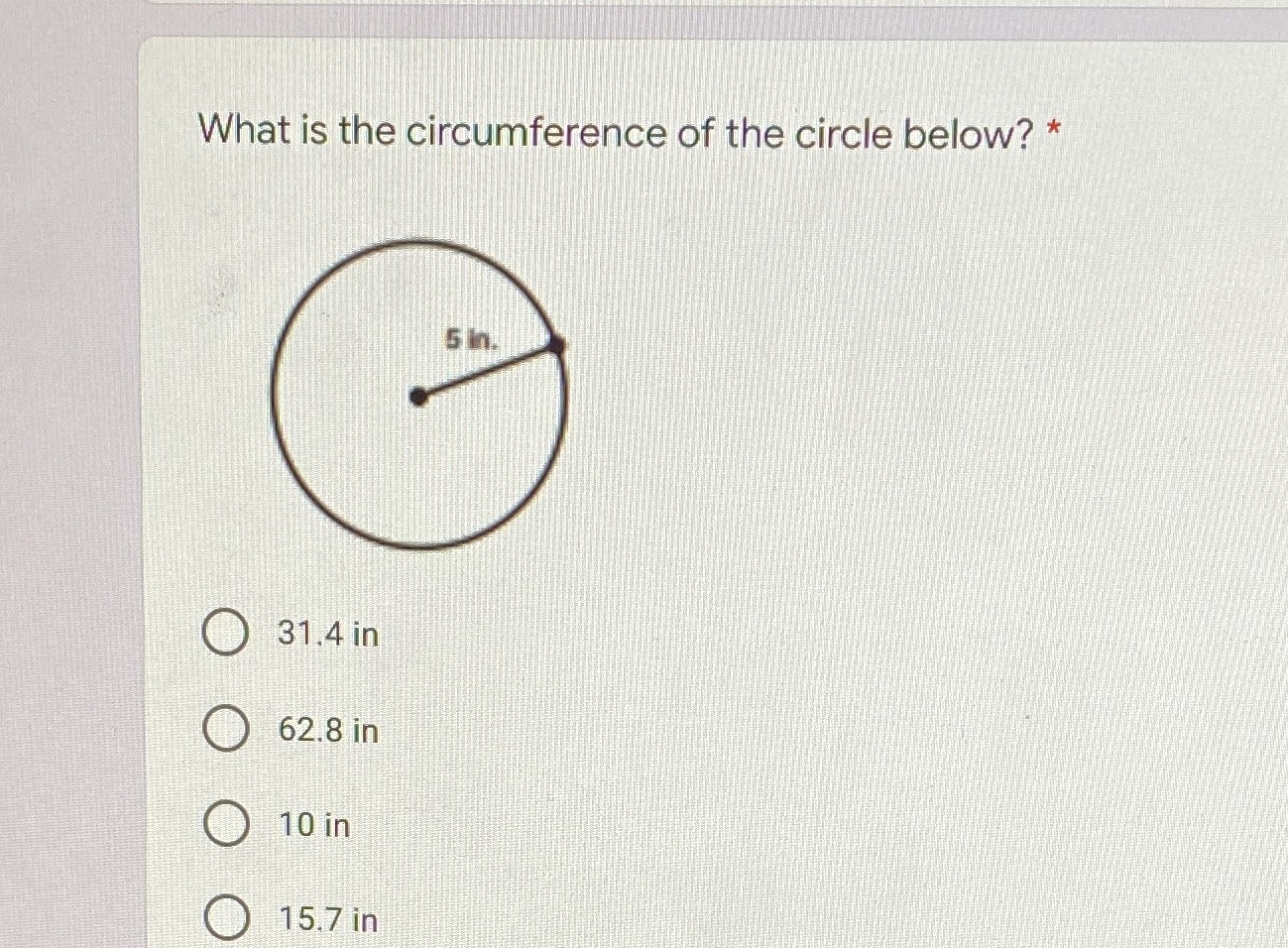 What is the circumference of the circle below? *