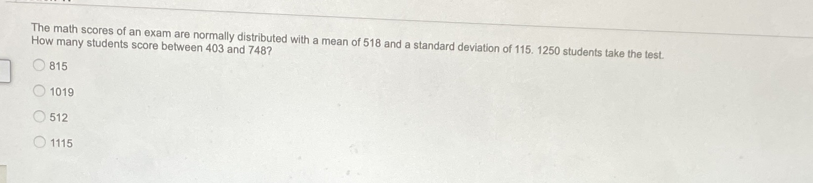 The math scores of an exam are normally