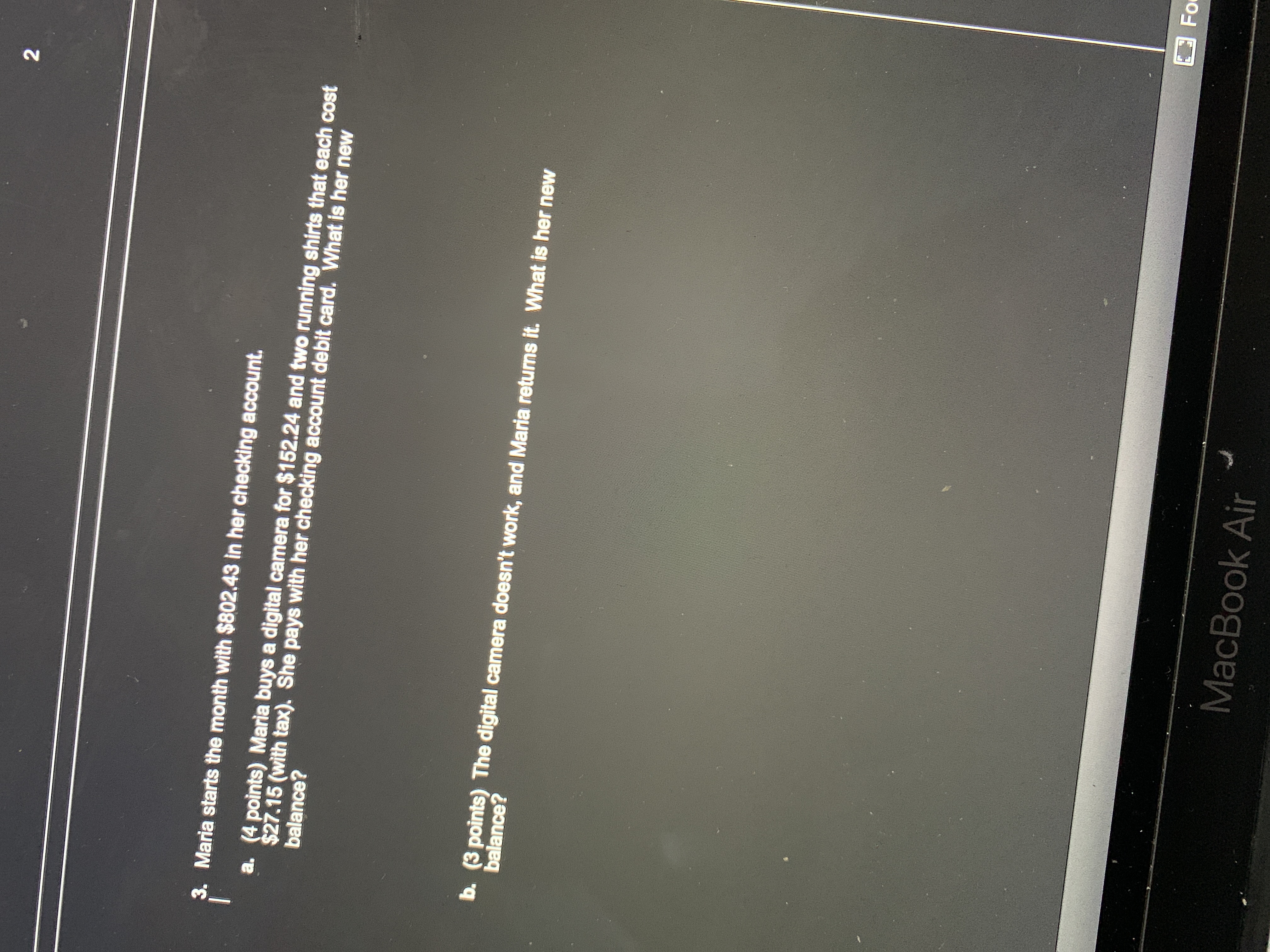 2 3. Maria starts the month with $802.43 in her