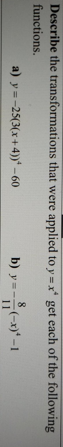 describe functions Describe the transformations
