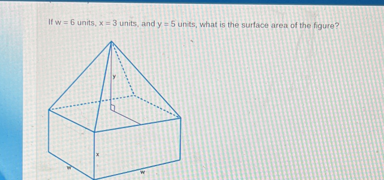 F W equals six units, X equals three units, and Y