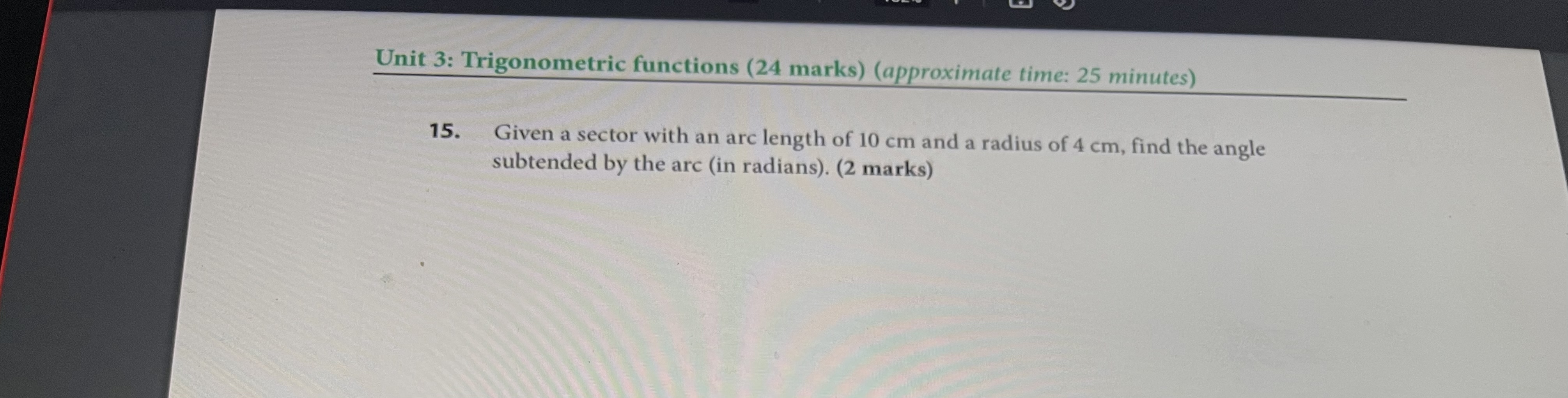 Unit 3: Trigonometric functions (24 marks)