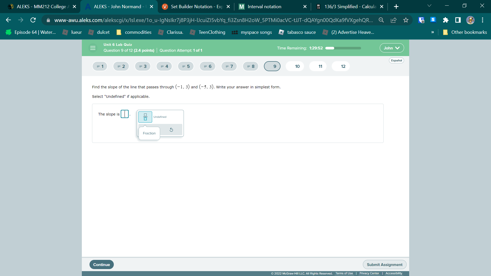 ALEKS - MM212 College A X A ALEKS - John Normand