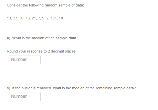 Consider the following random sample of data: