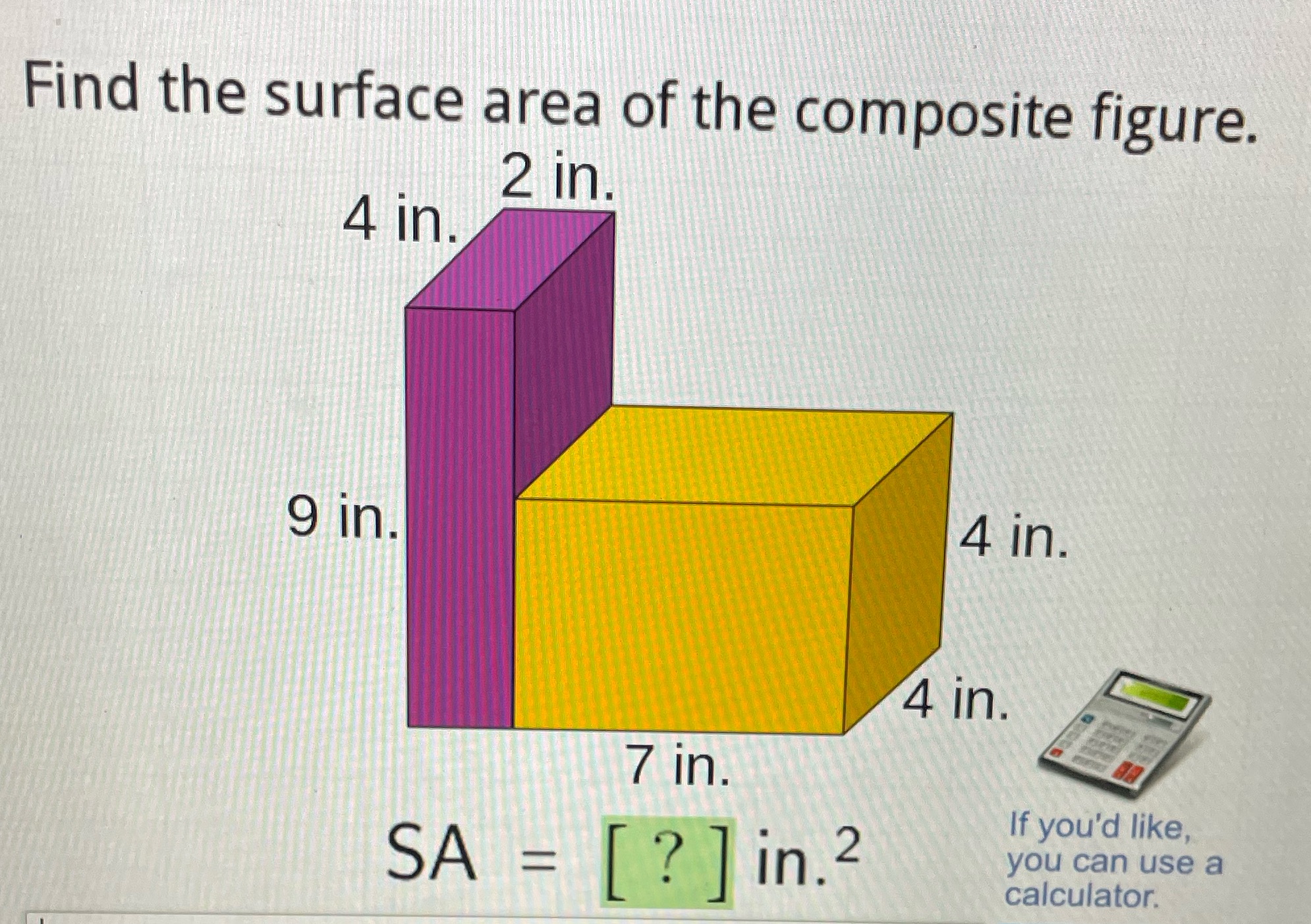 Find the surface area of the composite If