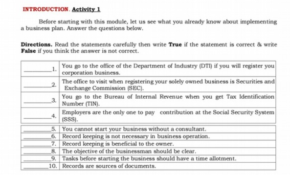 INTRODUCTION. Activity 1 Before starting with