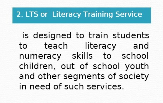 2. LTS or Literacy Training Service - is designed