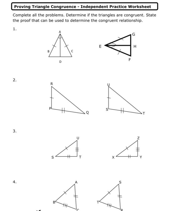 Proving Triangle Congruence - Independent