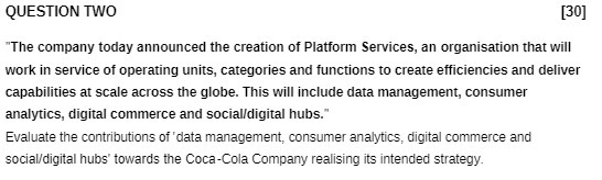 QUESTION TWO [30] "The company today announced