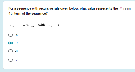For a sequence with recursive rule given below,
