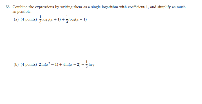55. Combine the expressions by writing them as a
