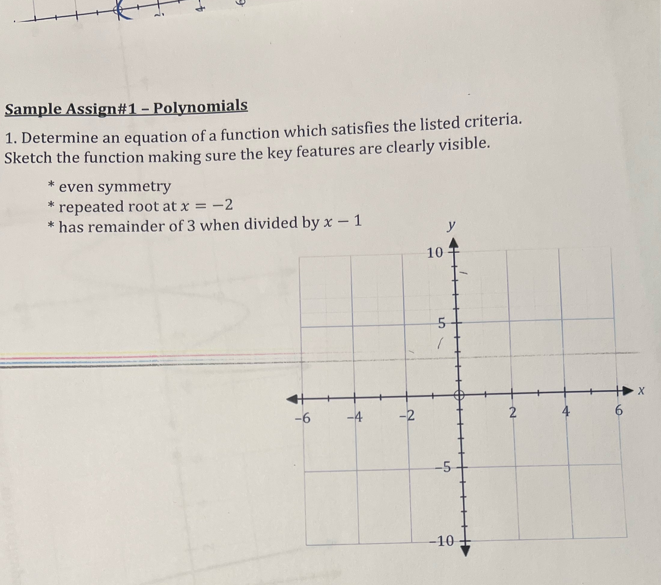 Sample Assign#1 - Polynomials 1. Determine an