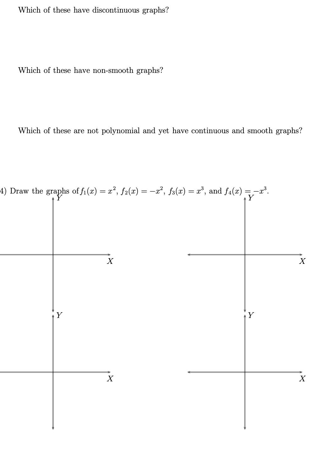 Which of these have discontinuous graphs? Which
