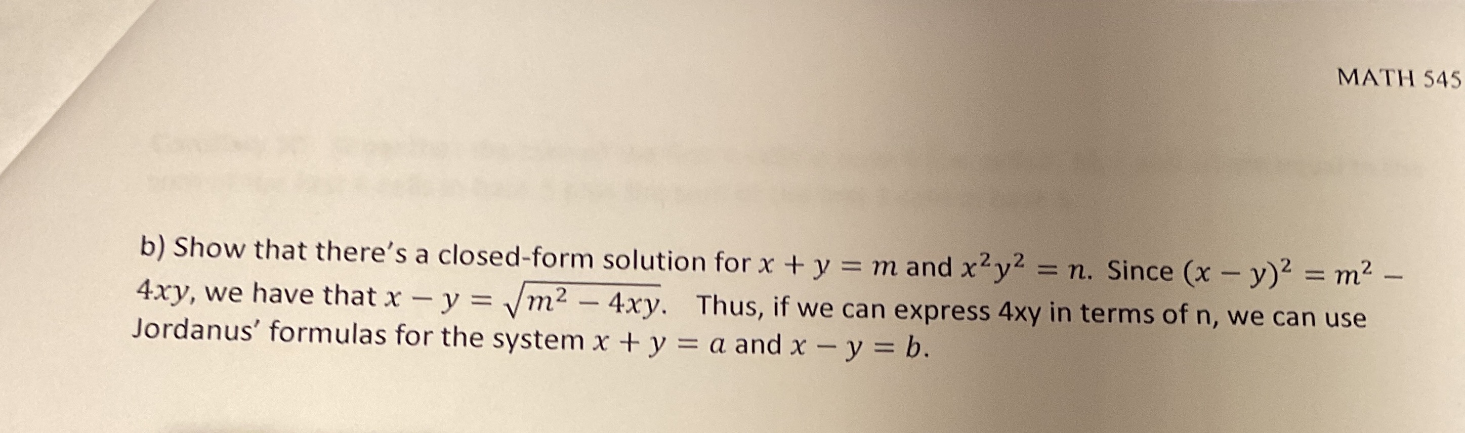 First solve this Jordan's example x+y=9 and