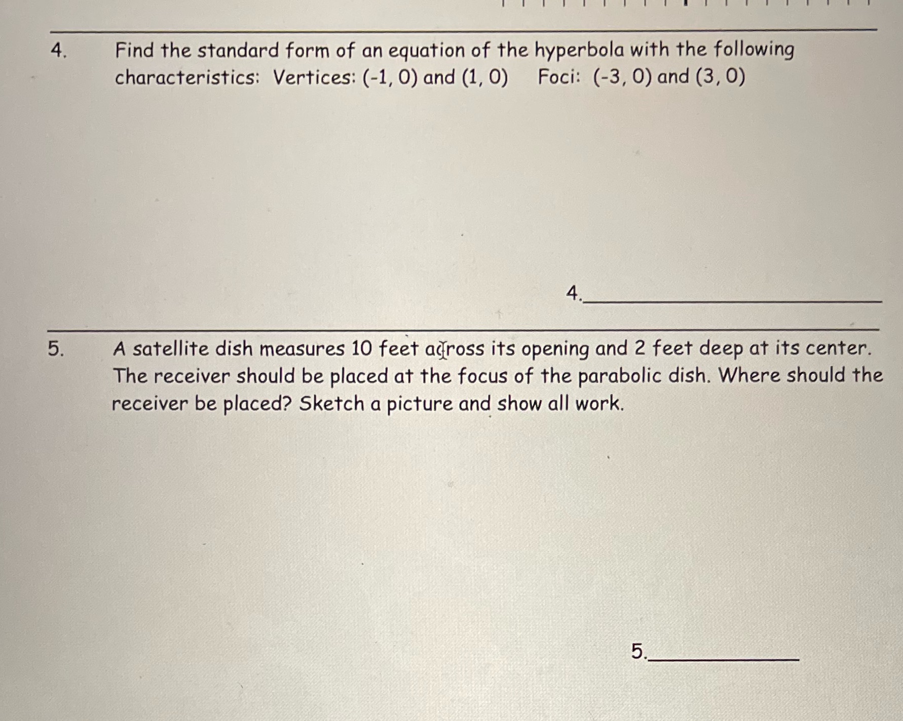 4. Find the standard form of an equation of the