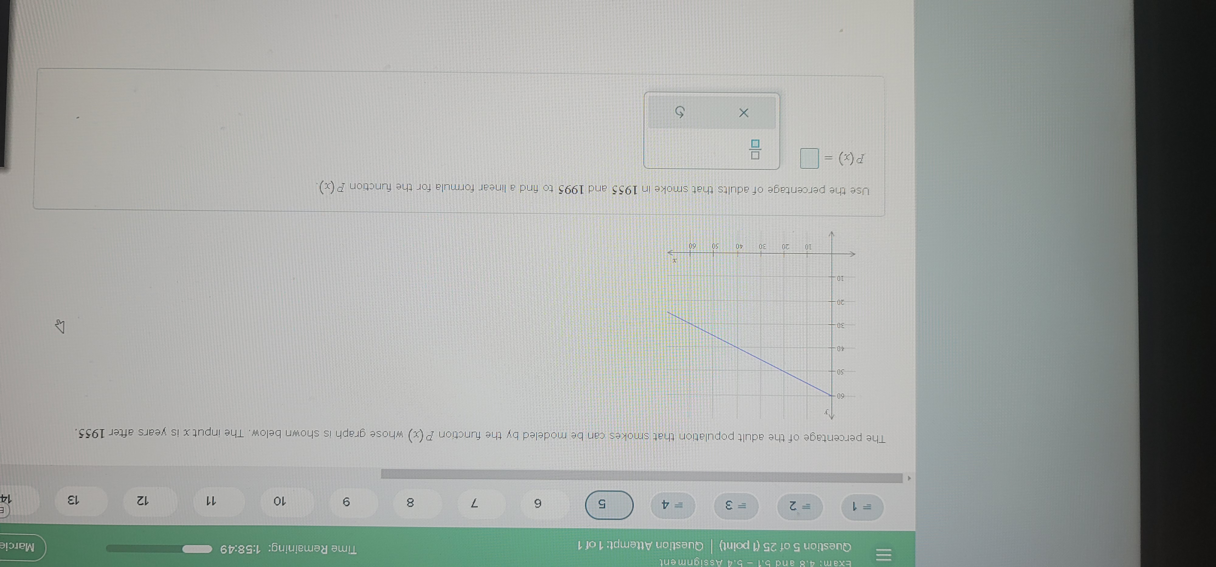 Exam: 4.8 and 5.1 - 5.4 Assignment Question 5 of