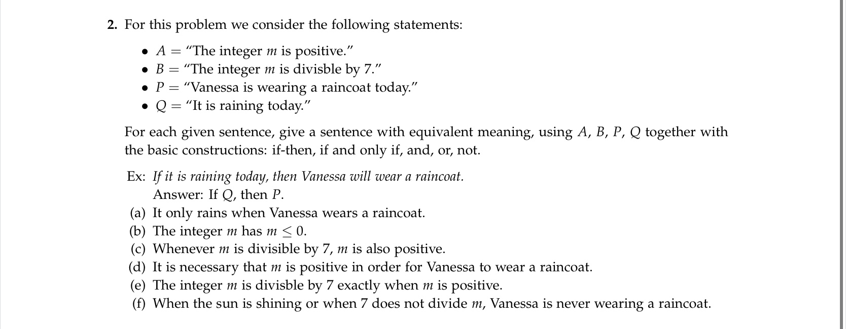 2. For this problem we consider the following