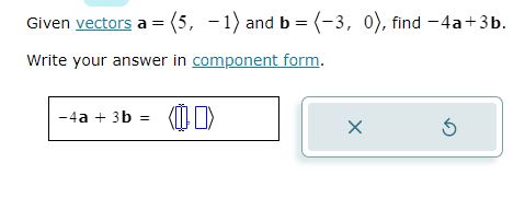 Given vectors a = (5 -1) and b = (-3, 0), find