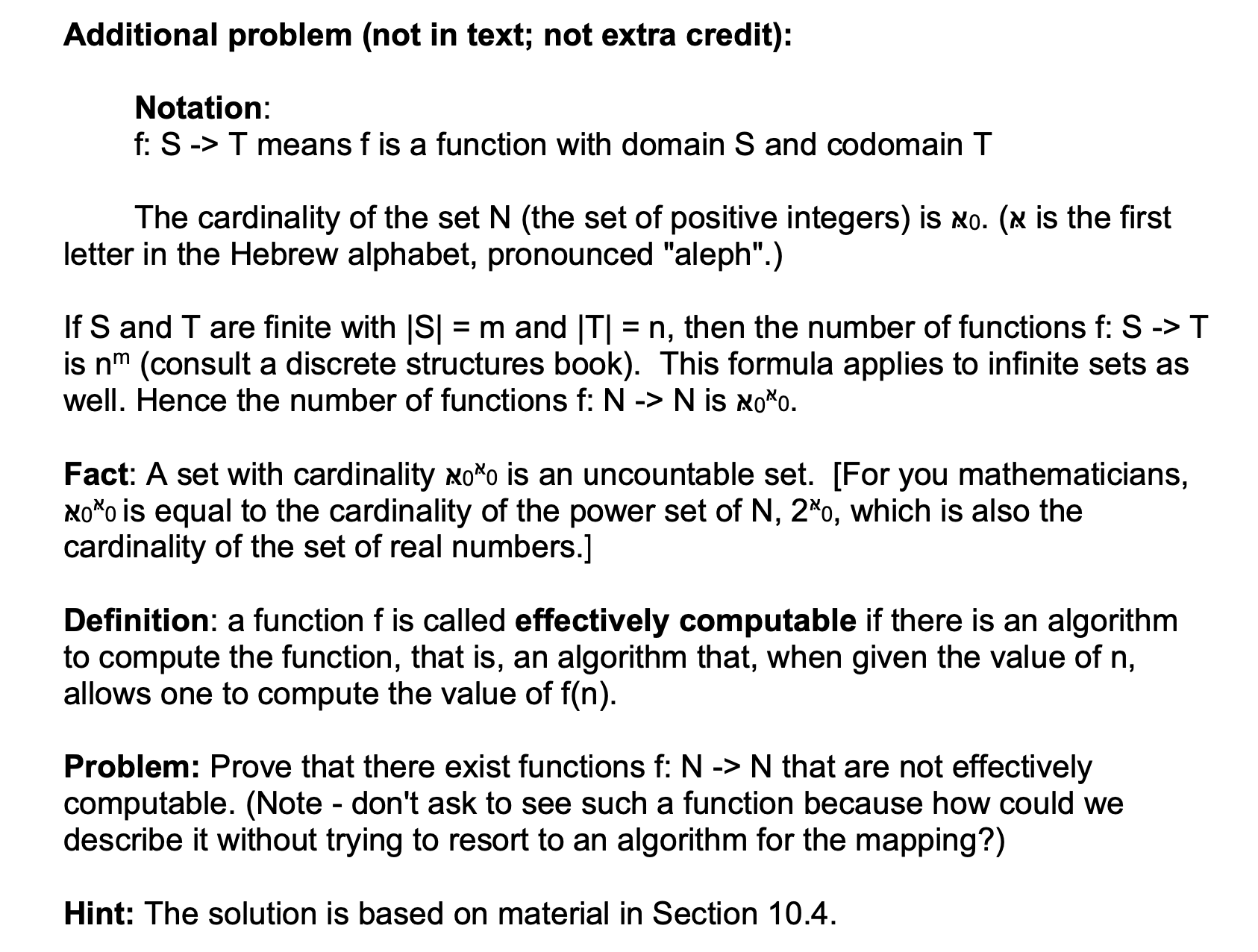 Additional problem (not in text; not extra
