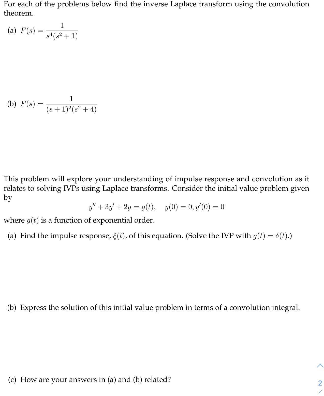 Calculate the Laplace transform of the given