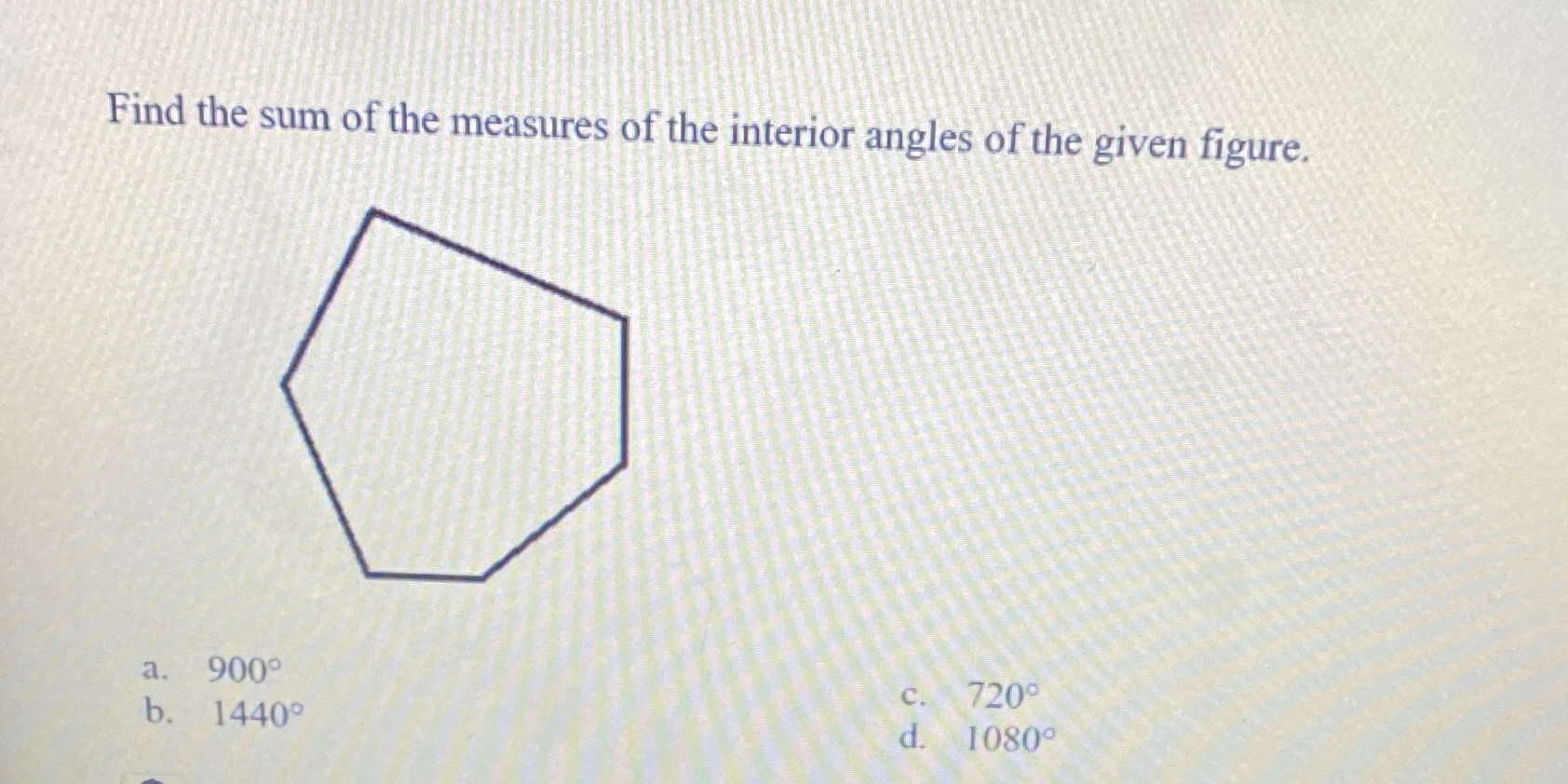 Find the sum of the measures of the interior