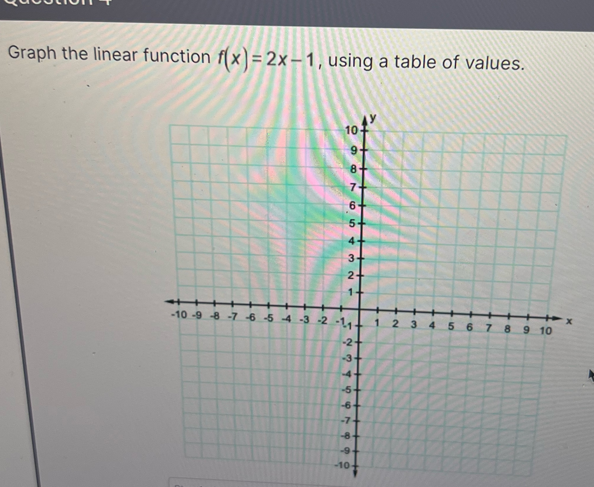 Graph the linear function f(x)=2x-1 using a table