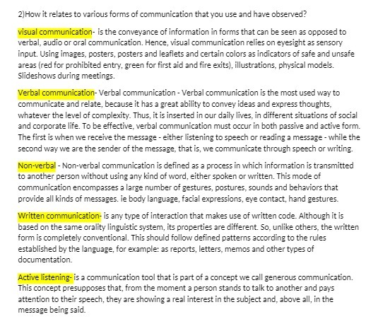 2) How it relates to various forms of