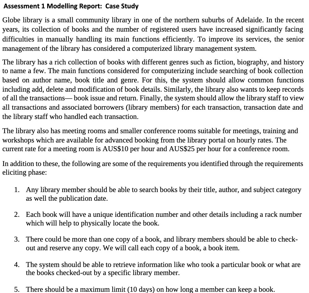Assessment 1 Modelling Report: Case Studyr Globe