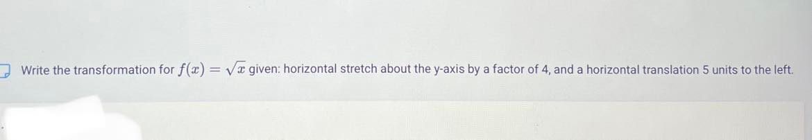 \fWrite the transformation for f(a) = va given: