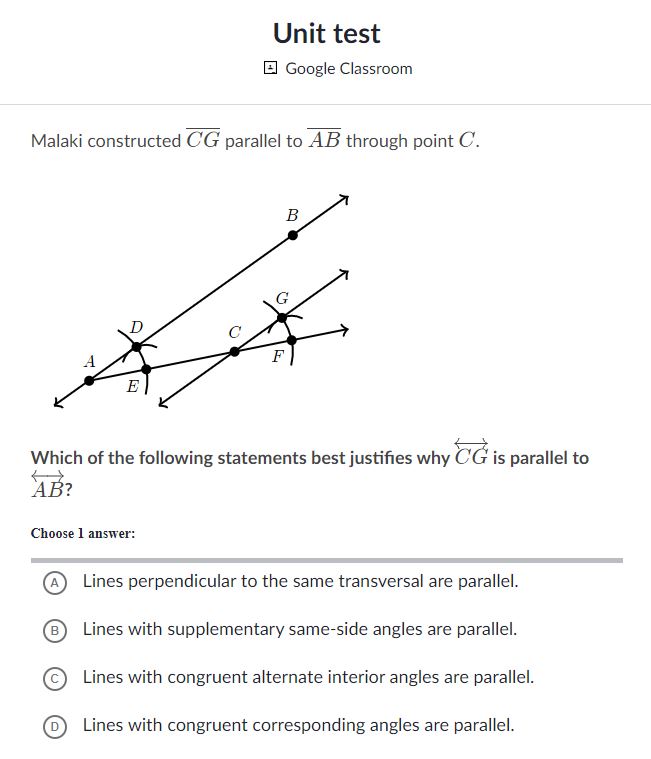 Unit test lEL-ioogle Classroom Malaki constructed