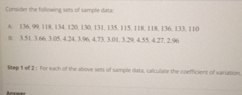 for each set calculate the coefficient of
